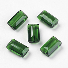 Honeyhandy Imitation Austrian Crystal Beads, Grade AAA, Faceted, Rectangle, Green, 10x15.5x7mm, Hole: 0.9~1mm