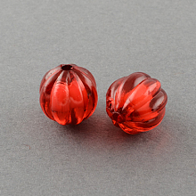 Honeyhandy Transparent Acrylic Beads, Bead in Bead, Round, Pumpkin, FireBrick, 10mm, Hole: 2mm, about 1100pcs/500g