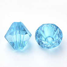 Honeyhandy Transparent Acrylic Beads, Bicone, Deep Sky Blue, 6x5.5mm, Hole: 1.5mm, about 6120pcs/500g