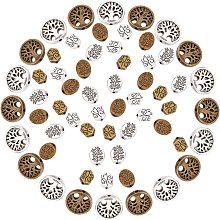 SUNNYCLUE 1 Box 60Pcs 6 Style Tree of Life Spacer Beads Tree of Life Beads Mixed Loose Spacer Beads Metal Jewelry Findings for Making Necklace Bracelet Craft