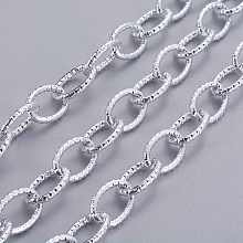 Honeyhandy Platinum Plated Aluminum Cable Chains, Textured, Unwelded, 20x14x3mm