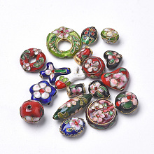 Honeyhandy Handmade Cloisonne Beads, Mixed Shape, Mixed Color, 9~27x7~23x5~13mm, Hole: 1mm