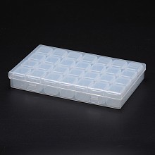 Honeyhandy Polypropylene Plastic Bead Storage Containers, Removable, 28 Compartments, Rectangle, Clear, 175x108x26mm