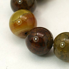 Honeyhandy Dyed Natural Dragon Veins Agate Beads Strands, Round, 6mm, Hole: 1mm, about 62pcs/strand, 15.74 inch