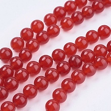 Honeyhandy Natural Jade Bead Strands, Dyed, Round, Red, 8mm, Hole: 1mm, about 48pcs/strand, 14.9 inch