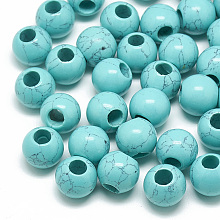 Honeyhandy Dyed Synthetic Turquoise Beads, Large Hole Beads, Rondelle, 12x10mm, Hole: 5mm