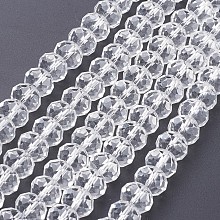 Honeyhandy Handmade Glass Beads, Faceted Rondelle, Clear, 14x10mm, Hole: 1mm, about 60pcs/strand