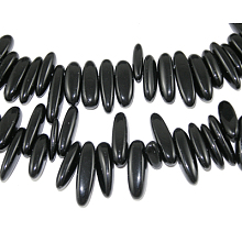 Honeyhandy Natural Black Stone Chips Beads Strands, 12~22x5~7mm, Hole: 1mm, about 16 inch