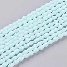 Arricraft Opaque Solid Color Glass Beads Strands, Faceted, teardrop, Pale Turquoise, 5x3mm, Hole: 0.5mm; about 85~95pcs/strand, 16.5~18.7 inches(42~47.5cm)