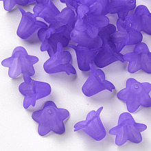 Honeyhandy Purple Frosted Transparent Acrylic Flower Beads, 17.5x12mm, Hole: 1.5mm