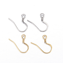 Honeyhandy 304 Stainless Steel French Earring Hooks, with Horizontal Loop, Flat Earring Hooks, Mixed Color, 14x17x2mm, Hole: 2mm, Pin: 0.7mm