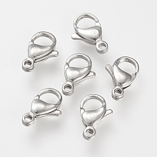 Honeyhandy 304 Stainless Steel Lobster Claw Clasps, Parrot Trigger Clasps, Stainless Steel Color, 15x9x4mm, Hole: 2mm