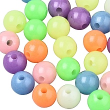 Honeyhandy Luminous Opaque Acrylic Beads, Glow in the Dark, Round, Mixed Color, 10mm, Hole: 2.5mm, about 380pcs/200g