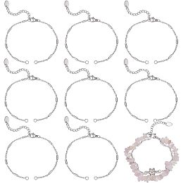 Beebeecraft 1 Box 15Pcs Adjustable Slider Bracelet Stainless Steel Italian Tube Bead Chain Link with Oval Charms Extender Lobster Claw Clasps Necklace Making for DIY Craft Jewelry