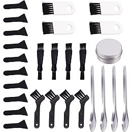 GORGECRAFT 27PCS Pollen Scrapers Kit for Grinder Including Plastic Cleaning Brush Black Pollen Scrapers Stainless Steel Spatula Micro Scoop and Aluminium Tin Cans for Grinder Pollen Scrapers