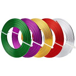 BENECREAT 82 Feet 5 Rolls Mixed Color 3mm Wide Silver Flat Jewelry Craft Wire 18 Gauge Gold Aluminum Wire for Bezel Sculpting Jewelry Making