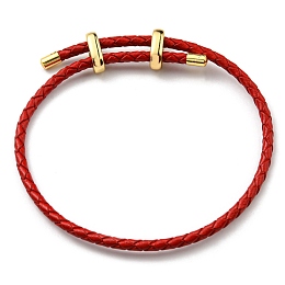 Honeyhandy Leather Braided Cord Bracelets, Adjustable Bracelet, FireBrick, Inner Diameter: 5/8~2-7/8 inch(1.5~7.3cm)