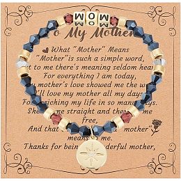 OLYCRAFT Mom Bracelet Mama Bracelets Gifts Star Shaped Glass Beaded Bracelet Star Cubic Zirconia Bracelet Beaded Bracelets Stackable Glass Bead Chain Bracelets Mama Birthday