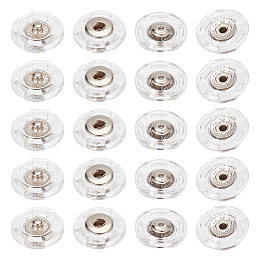 Gorgecraft 25Pcs Plastic Snap Button, Garment Buttons, Flat Round, Clear, 18x5mm