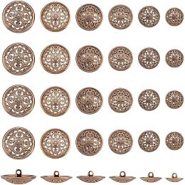 UNICRAFTALE 48Pcs 6 Sizes Zinc Alloy Shank Buttons Antique Bronze Sewing Buttons 2mm Hole Half Round Vintage Shank Blazer Buttons Retro Woolen Coats Buttons for Sewing Coats Suits Blazers