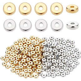 PandaHall Elite 600pcs Heishi Beads, 5mm Flat Round Beads Flat Disc Coin CCB Loose Beads Rondelle Spacer Beads for Bracelet Necklace Jewelry Making, Gold & Platinum