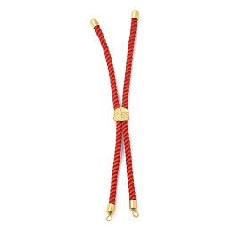 Honeyhandy Twisted Nylon Cord Silder Bracelets, Link Bracelet Making for Connector Charm, with Long-Lasting Plated Golden Brass Cord End & Alloy Tree of Life, Red, 8-3/4~8-7/8 inch(22.2~22.6cm), Hole: 2mm