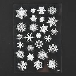 Honeyhandy Waterproof Plastic Self Adhesive Stickers, White, Snowflake Pattern, 15x10.5x0.01cm, Stickers: 15~30x13~26mm