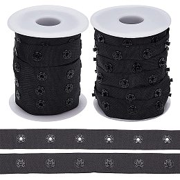 OLYCRAFT 2 Rolls 10 Yards/Roll Black Snap Button Tape Polyester Snap Button Trim Sewing Snap Fastener Tape Snap Ribbon Fasteners for DIY Clothing Sewing Accessories