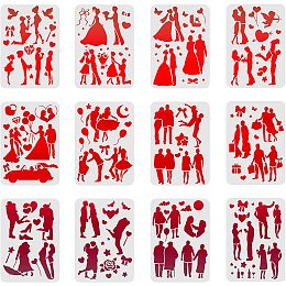 FINGERINSPIRE 12 Pcs Love Stencils Drawing Painting Templates Sets 8.3x11.7inch Plastic Drawing Painting Stencils Romantic Love Template Sets for Painting on Wood, Floor, Wall and Tile