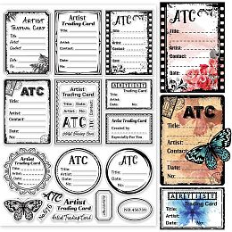 GLOBLELAND ATC Frame Background Clear Stamps for DIY Scrapbooking 29.7x21cm Artist Trading Card Silicone Clear Stamp Seals for Cards Making Photo Album Journal Home Decoration