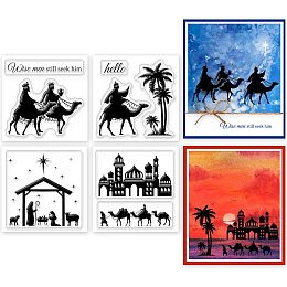 GLOBLELAND 4Pcs Mini Christ Theophany Clear Stamps for DIY Scrapbooking Mini Epiphany Silicone Clear Stamp Seals Transparent Stamps for Cards Making Photo Album Journal Home Decoration