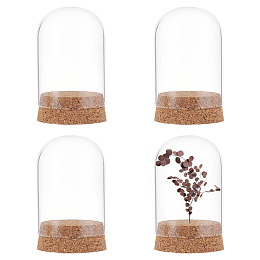 NBEADS 4 Sets Glass Dome with Cork Base, 2.75x1.96 Mini Glass Dome Eternal Flower Glass Display Dome Cloche Half Round Clear Glass Display Case Cloche Bell Jar Cloche for Wedding Valentine's Day