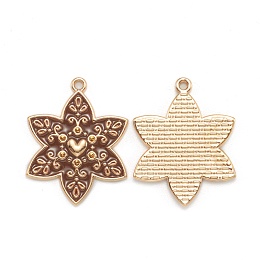 Honeyhandy Alloy Enamel Pendants, for Christmas, Light Gold, Snowflake, Camel, 29.5x23x2mm, Hole: 1.6mm