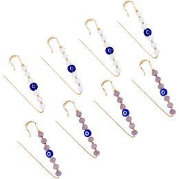 DICOSMETIC 2 Styles Evil Eye Safety Pins 8Pcs Brooches Clips Pins with Faceted Glass Beads and Resin Evil Eye Beads Small Safety Pins for Clothes Bag Scarf Decoration