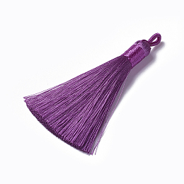 Honeyhandy Polyester Tassel Pendants, Dark Orchid, 78~82x8mm, Hole: 2~4mm