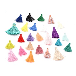 Honeyhandy Polyester Tassel Pendants, Mixed Color, 30~45x15~30x4~10mm