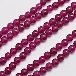 Honeyhandy Natural & Dyed Malaysia Jade Bead Strands, Round, Medium Violet Red, 4mm, Hole: 0.8mm, about 92pcs/strand, 15 inch