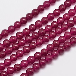 Honeyhandy Natural & Dyed Malaysia Jade Bead Strands, Round, Medium Violet Red, 6mm, Hole: 0.8mm, about 64pcs/strand, 15 inch