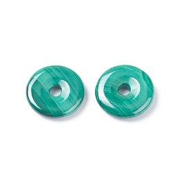 Honeyhandy Natural Malachite Pendants, Donut/Pi Disc, Donut Width: 4.8mm, 12x2.5~3mm, Hole: 2.5mm