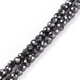 Honeyhandy Electroplate Non-magnetic Synthetic Hematite Beads Strands, Grade A, Faceted, Round, Original Color, 3mm, Hole: 1mm, about 140pcs/strand, 15.7 inch(40cm)