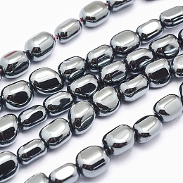 Honeyhandy Non-magnetic Synthetic Hematite Beads Strands, Nuggets, Original Color, 9x5~7mm, Hole: 1mm, about 45pcs/strand, 15.7 inch(40cm)