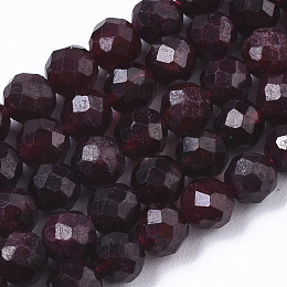 Honeyhandy Natural Garnet Beads Strands, Round, Faceted, 5mm, Hole: 0.8mm, about 90pcs/strand, 15.55 inch(39.5cm)