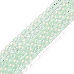 Glass Bead Strands, with Glitter Powder, Round, Pale Green, 6x5.5mm, Hole: 1mm, about 142pcs/strand, 29.92''(76cm)