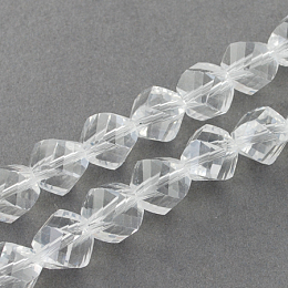 Honeyhandy Glass Bead Strands, Faceted, Twist, Clear, 4x4x4mm, Hole: 1mm