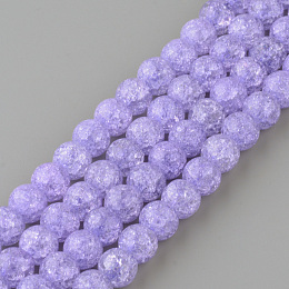 Honeyhandy Synthetic Crackle Quartz Beads Strands, Round, Dyed, Lilac, 10mm, Hole: 1mm, about 40pcs/strand, 15.7 inch