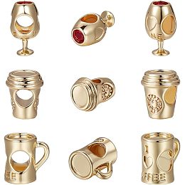 Beebeecraft 1 Box 9Pcs Cup Large Hole Beads 18K Gold Plated Brass 3 Style Large Hole Beads for DIY Bracelet Necklace Jewelry Making