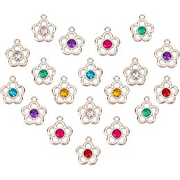 CHGCRAFT 100Pcs Flower Charms with Acrylic Rhinestone Floral Crystal Charms for DIY Jewelry Making