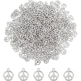 SUPERFINDINGS About 300Pcs Peace Symbol Charms Pendant Platinum Peace Sign Charms 19.5x16mm Plastic Pendants for DIY Necklace Bracelet Craft Supplies Jewelry Making