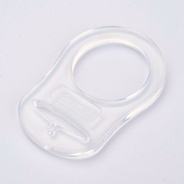 Honeyhandy Eco-Friendly Plastic Baby Pacifier Holder Ring, Clear, 48x32x3mm, Hole: 22mm