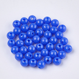 Honeyhandy Opaque Plastic Beads, Round, Blue, 6x5.5mm, Hole: 1.8mm, about 4790pcs/500g